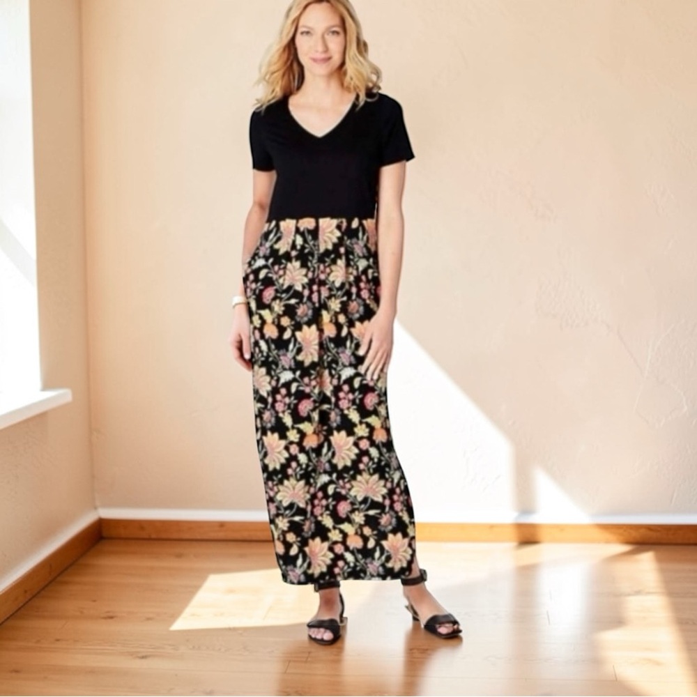 J. Jill Petite Floral Maxi Dress w/ Pockets | Small Petite